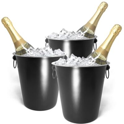 com-four ® 3x Sektkühler mit Henkeln, elegantes, glattes schwarzes Design com-four ® 3x Sektkühler mit Henkeln, elegantes, glattes schwarzes Design