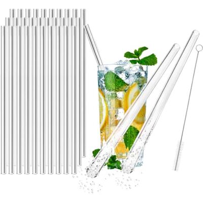 com-four ® 30x Glasstrohalme spülmaschinenfest und wiederverwendbar com-four ® 30x Glasstrohalme spülmaschinenfest und wiederverwendbar