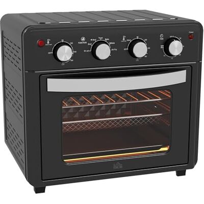 HOMCOM Mini Backofen mit Umluft 30 L 1600W 90-230℃ 60 Min. Timer Schwarz Innenbeleuchtung, Krümelblech, Warmhalteplatten, Backblech, Grillrost, Frittierkorb, Minibackofen Pizza-Ofen HOMCOM Mini Backofen mit Umluft 30 L 1600W 90-230℃ 60 Min. Timer Schwarz Innenbeleuchtung, Krümelblech, Warmhalteplatten, Backblech, Grillrost, Frittierkorb, Minibackofen Pizza-Ofen