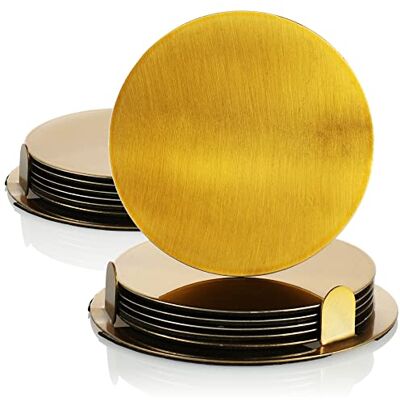 com-four ® 14-teiliges Untersetzer-Set mit Halterung, Edelstahl Untersetzer com-four ® 14-teiliges Untersetzer-Set mit Halterung, Edelstahl Untersetzer