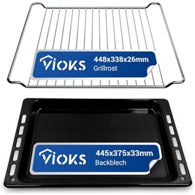 VIOKS Backblech + Grillrost Ersatz für Whirlpool 481010539879 481245819334 Tiefes Blech mit Hohem Rand 445x375x33mm, Gitterrost 448x338x26mm, für Ofen Backofen VIOKS Backblech + Grillrost Ersatz für Whirlpool 481010539879 481245819334 Tiefes Blech mit Hohem Rand 445x375x33mm, Gitterrost 448x338x26mm, für Ofen Backofen