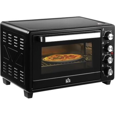 HOMCOM Mini Backofen 32L 100 °C-230 °C 1600 W 3 Kochmodi Edelstahl Schwarz Mini Ofen, Pizzaofen, Backblech, Krümelblech, Grillrost, Timer, Backblech-Griff HOMCOM Mini Backofen 32L 100 °C-230 °C 1600 W 3 Kochmodi Edelstahl Schwarz Mini Ofen, Pizzaofen, Backblech, Krümelblech, Grillrost, Timer, Backblech-Griff