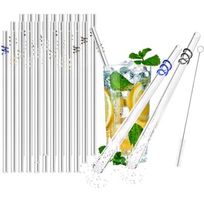 com-four ® 30x Glasstrohalme spülmaschinenfest und wiederverwendbar com-four ® 30x Glasstrohalme spülmaschinenfest und wiederverwendbar