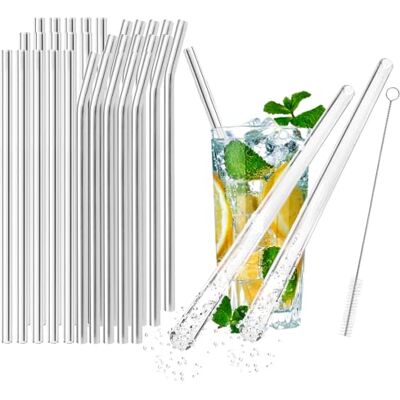 com-four ® 30x Glasstrohalme spülmaschinenfest und wiederverwendbar com-four ® 30x Glasstrohalme spülmaschinenfest und wiederverwendbar