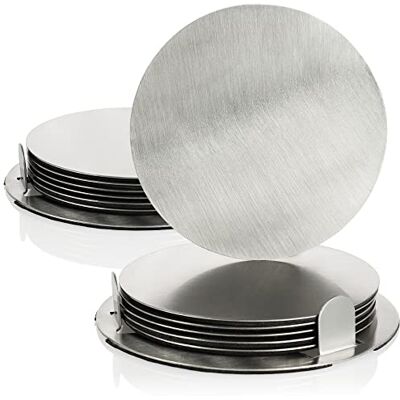com-four ® 14-teiliges Untersetzer-Set mit Halterung, Edelstahl Untersetzer com-four ® 14-teiliges Untersetzer-Set mit Halterung, Edelstahl Untersetzer