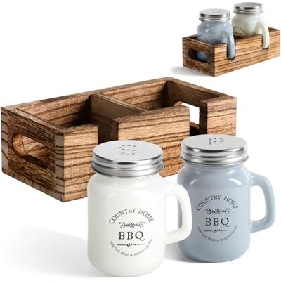 com-four ® 3-teiliges Salz- und Pfefferstreuer-Set, Gewürzstreuer in Holzbox Gewürzglas mit Aufschrift in Bierkrug-Form Schraubdeckel Henkel und Aufbewahrungsbehälter com-four ® 3-teiliges Salz- und Pfefferstreuer-Set, Gewürzstreuer in Holzbox Gewürzglas mit Aufschrift in Bierkrug-Form Schraubdeckel Henkel und Aufbewahrungsbehälter