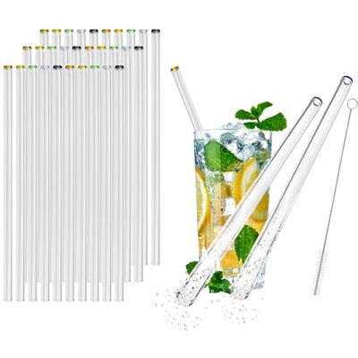 com-four ® 30x Glasstrohalme 23 cm spülmaschinenfest und wiederverwendbar com-four ® 30x Glasstrohalme 23 cm spülmaschinenfest und wiederverwendbar