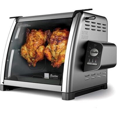 Ronco 5500 Series Edelstahl-Aufsatz-Rotisserie-Ofen – 3 Kochfunktionen: Drehspieß, Anbraten, keine Hitzerotrotierung – 6,8 kg Kapazität Ronco 5500 Series Edelstahl-Aufsatz-Rotisserie-Ofen – 3 Kochfunktionen: Drehspieß, Anbraten, keine Hitzerotrotierung – 6,8 kg Kapazität
