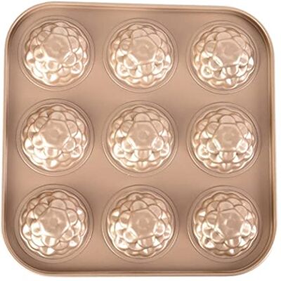 DUO Goldene 9-Cavity-Chrysantheme-förmige Kohlenstoffstahl-Backgeschirrkuchenform-Backschale for Ofen-Backutensilien dick 0,4 mm DUO Goldene 9-Cavity-Chrysantheme-förmige Kohlenstoffstahl-Backgeschirrkuchenform-Backschale for Ofen-Backutensilien dick 0,4 mm