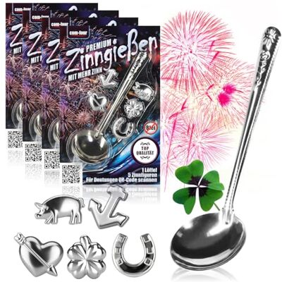 com-four ® Zinngießen mit 20 schweren Figuren und 4 Löffel, Silvestergießen family pack com-four ® Zinngießen mit 20 schweren Figuren und 4 Löffel, Silvestergießen family pack