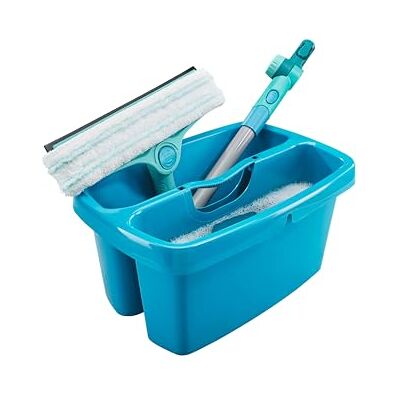 Leifheit Fensterreinigung Set 4in1 FlexReach Complete, Fensterwischer 32 cm Silikon-Abziehlippe, 43 cm Click-System-Stiel, 3 Winkel einstellbar, 180°-Gelenk, 2-Faser-Wischpad, 2-Kammer-Eimer Leifheit Fensterreinigung Set 4in1 FlexReach Complete, Fensterwischer 32 cm Silikon-Abziehlippe, 43 cm Click-System-Stiel, 3 Winkel einstellbar, 180°-Gelenk, 2-Faser-Wischpad, 2-Kammer-Eimer