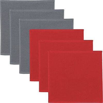 Erwin Müller Reinigungstuch, Putztuch, Putzlappen, Spültuch 2-farbig 6er-Pack grau/rot Größe 25x25 cm zum Spülen oder Staubwischen, robust, langlebig, mit Frottierseite Erwin Müller Reinigungstuch, Putztuch, Putzlappen, Spültuch 2-farbig 6er-Pack grau/rot Größe 25x25 cm zum Spülen oder Staubwischen, robust, langlebig, mit Frottierseite