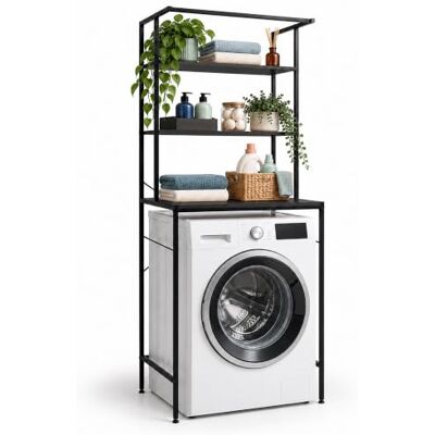 Relaxdays Waschmaschinenschrank, 3 Fächer, schwarz Regal über Waschmaschine, Trockner, Toilette, HxBxT: 161x66x40 cm Relaxdays Waschmaschinenschrank, 3 Fächer, schwarz Regal über Waschmaschine, Trockner, Toilette, HxBxT: 161x66x40 cm