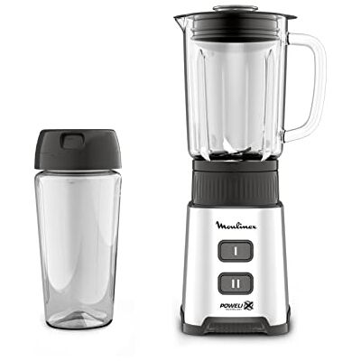 Moulinex Pulseo LM17GD Standmixer, 400 W, 4 Klingen, 700 ml, tragbarer 600-ml-Behälter, 2 Geschwindigkeitsstufen, für Säfte und Smoothies, Edelstahl Moulinex Pulseo LM17GD Standmixer, 400 W, 4 Klingen, 700 ml, tragbarer 600-ml-Behälter, 2 Geschwindigkeitsstufen, für Säfte und Smoothies, Edelstahl