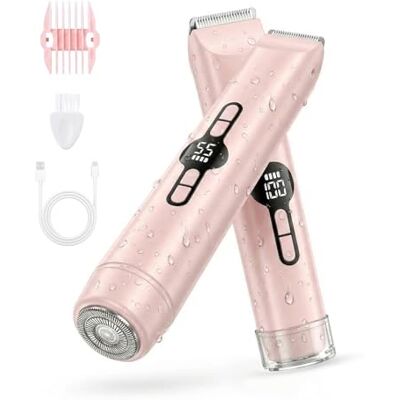 Carehabi Rasierer Damen Intimrasierer für Frauen 2 in 1 Elektrischer Bikini Trimmer mit LED Display IPX7 Wasserdicht Nass Trocken Dual Motor Edelstahl Keramikklinge Pink Carehabi Rasierer Damen Intimrasierer für Frauen 2 in 1 Elektrischer Bikini Trimmer mit LED Display IPX7 Wasserdicht Nass Trocken Dual Motor Edelstahl Keramikklinge Pink