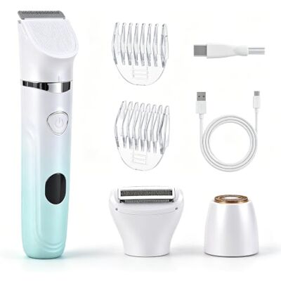 Carehabi 3-in-1 Elektrischer Rasierer Damen, Intimrasierer Frauen IPX7 Wasserdicht, Nass & Trocken Damenrasierer mit 3 Aufsätzen, USB-C Trimmer für Bikinizone, Beine, Achseln und Gesicht Carehabi 3-in-1 Elektrischer Rasierer Damen, Intimrasierer Frauen IPX7 Wasserdicht, Nass & Trocken Damenrasierer mit 3 Aufsätzen, USB-C Trimmer für Bikinizone, Beine, Achseln und Gesicht