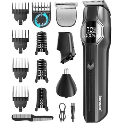 kensen Barttrimmer für Herren, All-in-One, Multistil-Trimmer, 12 in 1, 210 Minuten Akkulaufzeit, Körperhaartrimmer, Nase, Bart, wasserdicht, IPX7, USB-C, LED-Display, für Kopf bis Fuß, 6000/7000 U/min kensen Barttrimmer für Herren, All-in-One, Multistil-Trimmer, 12 in 1, 210 Minuten Akkulaufzeit, Körperhaartrimmer, Nase, Bart, wasserdicht, IPX7, USB-C, LED-Display, für Kopf bis Fuß, 6000/7000 U/min