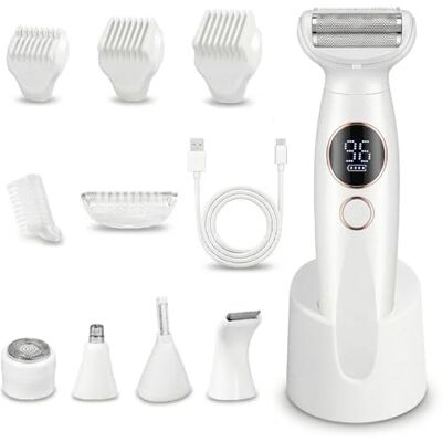 Carehabi 5-in-1 Intimrasierer für Frauen & Rasierer Damen Elektrisch- Wasserdicht IPX7 Damenrasierer für Intimbereich, Gesicht, Bikini & Körper Lady Shaver mit USB Ladestation & Augenbrauen Trimmer Carehabi 5-in-1 Intimrasierer für Frauen & Rasierer Damen Elektrisch- Wasserdicht IPX7 Damenrasierer für Intimbereich, Gesicht, Bikini & Körper Lady Shaver mit USB Ladestation & Augenbrauen Trimmer