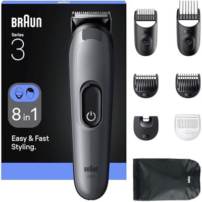 Braun Series 3 Multifunktions Körperpflege Set, 8 in 1, extrem scharfe Klinge, 14 Längeneinstellungen, Bart- und Haareinstellungen, 50 Minuten Aktionszeit, einfaches und schnelles Styling, AIO3540 Braun Series 3 Multifunktions Körperpflege Set, 8 in 1, extrem scharfe Klinge, 14 Längeneinstellungen, Bart- und Haareinstellungen, 50 Minuten Aktionszeit, einfaches und schnelles Styling, AIO3540