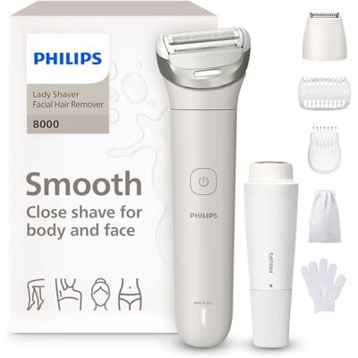 Philips Lady Shaver Series 8000 kabelloser elektrischer Rasierer, nass und trocken, 3 Klingen, flexibler Scherkopf, LED-Licht, Gesicht/Beine/Körper/Bikinizone, 100 Min. Laufzeit, Modell BRL159/00 Philips Lady Shaver Series 8000 kabelloser elektrischer Rasierer, nass und trocken, 3 Klingen, flexibler Scherkopf, LED-Licht, Gesicht/Beine/Körper/Bikinizone, 100 Min. Laufzeit, Modell BRL159/00