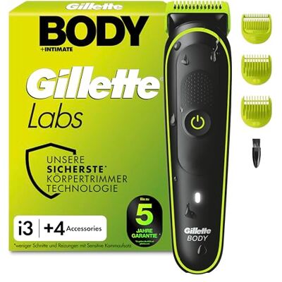 Gillette Labs i3 Body + Intimate Trimmer Herren, Schwarz/Grün Gillette Labs i3 Body + Intimate Trimmer Herren, Schwarz/Grün