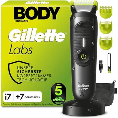 Gillette Labs i7 Body + Intimate Trimmer Herren, Schwarz/Grün Gillette Labs i7 Body + Intimate Trimmer Herren, Schwarz/Grün