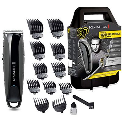 Remington Haarschneidemaschine Profi Indestructible (schlagfestes Polycarbonat-Gehäuse, 7,4V Friseur Motor, 11 Aufsteckkämme, Netz-/Akkubetrieb, Aufbewahrungskoffer, Lithium) Haarschneider HC5880 Remington Haarschneidemaschine Profi Indestructible (schlagfestes Polycarbonat-Gehäuse, 7,4V Friseur Motor, 11 Aufsteckkämme, Netz-/Akkubetrieb, Aufbewahrungskoffer, Lithium) Haarschneider HC5880