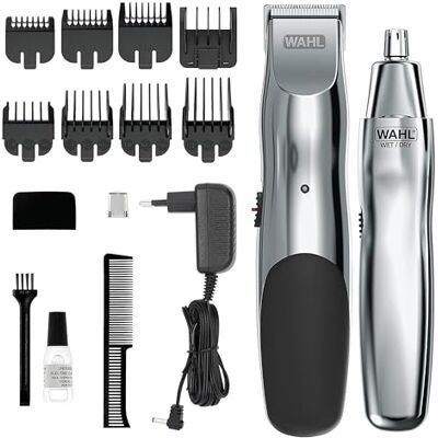 Wahl Groomsman Akku-Bartschneider-Set für Bärte, Nasenhaare, leichtes Detailing und leichte Körperpflege mit zusätzlichem Nass-/Trocken-Akku-Nasentrimmer Wahl Groomsman Akku-Bartschneider-Set für Bärte, Nasenhaare, leichtes Detailing und leichte Körperpflege mit zusätzlichem Nass-/Trocken-Akku-Nasentrimmer