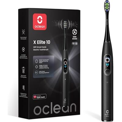 Oclean elektrische Zahnbürste X Elite 10, Touchscreen mit 12 Bereichsverfolgung, 5 Putzmodi Schallzahnbürste mit Timer, 40 Tage Akkulaufzeit Sonic Electric Toothbrush, 45dB, Schwarz Oclean elektrische Zahnbürste X Elite 10, Touchscreen mit 12 Bereichsverfolgung, 5 Putzmodi Schallzahnbürste mit Timer, 40 Tage Akkulaufzeit Sonic Electric Toothbrush, 45dB, Schwarz