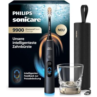 Philips Sonicare Next-Generation DiamondClean 9900 Prestige elektrische Zahnbürste intelligentes Feedback zur Putzabdeckung, intelligente Andruckkontrolle, 24 Einstellungen, Quarzschwarz, HX9813/92 Philips Sonicare Next-Generation DiamondClean 9900 Prestige elektrische Zahnbürste intelligentes Feedback zur Putzabdeckung, intelligente Andruckkontrolle, 24 Einstellungen, Quarzschwarz, HX9813/92