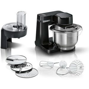 Bosch Küchenmaschine Serie 2, kleine Küchenmaschine, Edelstahl-Schüssel 3,8 L, Planetenrührwerk, Knethaken, Schlag-, Rührbesen Edelstahl, Durchlaufschnitzler, 3 Scheiben, 700 W, schwarz, MUMS2EB01 Bosch Küchenmaschine Serie 2, kleine Küchenmaschine, Edelstahl-Schüssel 3,8 L, Planetenrührwerk, Knethaken, Schlag-, Rührbesen Edelstahl, Durchlaufschnitzler, 3 Scheiben, 700 W, schwarz, MUMS2EB01