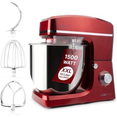 Clatronic ® XXL Küchenmaschine zum backen Große Knetmaschine 10L Starker 1500W Motor Teigmaschine mit Haken & Schneebesen XXL Teigknetmaschine Spritzschutz + Nachfüllöffnung KM 3765 rot Clatronic ® XXL Küchenmaschine zum backen Große Knetmaschine 10L Starker 1500W Motor Teigmaschine mit Haken & Schneebesen XXL Teigknetmaschine Spritzschutz + Nachfüllöffnung KM 3765 rot
