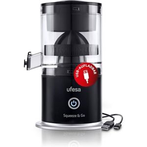Ufesa Squeeze & Go, Zitruspresse Elektrisch mit USB-C wiederaufladbar, Tragbares, Orangenpresse, Zitronenpresse, Limettenpresse, 1500mAh Akku, 220 ml, BPA-frei, Schwarz Ufesa Squeeze & Go, Zitruspresse Elektrisch mit USB-C wiederaufladbar, Tragbares, Orangenpresse, Zitronenpresse, Limettenpresse, 1500mAh Akku, 220 ml, BPA-frei, Schwarz