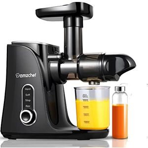 AMZCHEF Entsafter Gemüse und Obst mit 2 Geschwindigkeitsmodi Slow Juicer mit Tragbare Flasche und 2 Tassen BPA freie Cold Press Juicer mit Intelligente LED und Umkehrfunktion Schwarz AMZCHEF Entsafter Gemüse und Obst mit 2 Geschwindigkeitsmodi Slow Juicer mit Tragbare Flasche und 2 Tassen BPA freie Cold Press Juicer mit Intelligente LED und Umkehrfunktion Schwarz
