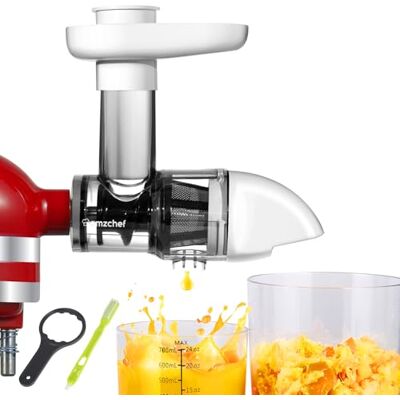 AMZCHEF Entsafter Zubehör– Kompatibel mit KitchenAid Küchenmaschinen, Slow Juicer Zubehör für Obst & Gemüse, Weiß (Nur Zubehör) AMZCHEF Entsafter Zubehör– Kompatibel mit KitchenAid Küchenmaschinen, Slow Juicer Zubehör für Obst & Gemüse, Weiß (Nur Zubehör)