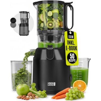 LEBENLANG Entsafter Slow Juicer Inkl. Rezeptbuch & Große 130mm Öffnung 100% BPA-Frei Perfekt für Obst ganze Früchte und Gemüse I Best Juicer Machine Saftpresse elektrisch Masticating Green Press LEBENLANG Entsafter Slow Juicer Inkl. Rezeptbuch & Große 130mm Öffnung 100% BPA-Frei Perfekt für Obst ganze Früchte und Gemüse I Best Juicer Machine Saftpresse elektrisch Masticating Green Press