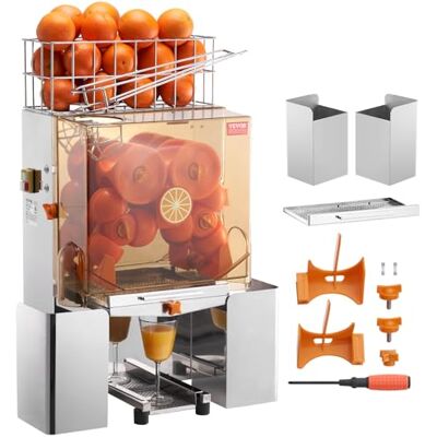VEVOR Kommerzielle Orangenpresse Automatischer 120-W-Entsafter, Edelstahl-Orangenpresse für 20 Orangen pro Minute, mit Herausziehbarer Filterbox, PC-Abdeckung Zitruspresse Saftpresse Elektrisch VEVOR Kommerzielle Orangenpresse Automatischer 120-W-Entsafter, Edelstahl-Orangenpresse für 20 Orangen pro Minute, mit Herausziehbarer Filterbox, PC-Abdeckung Zitruspresse Saftpresse Elektrisch