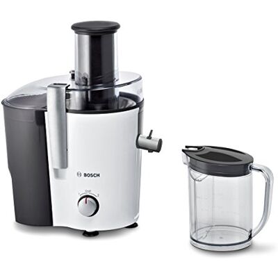 Bosch XL Entsafter, für Obst und Gemüse, große Mengen, XL Einfüllschacht, schnell, kein Vorschneiden, 1,25l Saftbehälter, leichte Reinigung, spülmaschinenfest, 700 W, weiß/grau, VitaJuice 2 MES25A0 Bosch XL Entsafter, für Obst und Gemüse, große Mengen, XL Einfüllschacht, schnell, kein Vorschneiden, 1,25l Saftbehälter, leichte Reinigung, spülmaschinenfest, 700 W, weiß/grau, VitaJuice 2 MES25A0