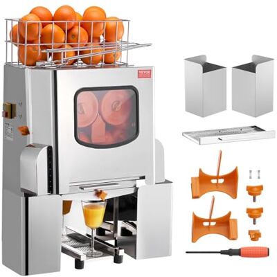 VEVOR Kommerzielle Orangenpresse Automatischer 120-W-Entsafter, Edelstahl-Orangenpresse für 20 Orangen pro Minute, mit Herausziehbarer Filterbox, Edelstahl Abdeckung Zitruspresse Saftpresse Elektrisch VEVOR Kommerzielle Orangenpresse Automatischer 120-W-Entsafter, Edelstahl-Orangenpresse für 20 Orangen pro Minute, mit Herausziehbarer Filterbox, Edelstahl Abdeckung Zitruspresse Saftpresse Elektrisch