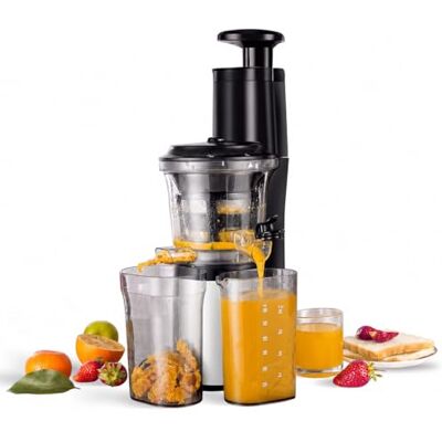 wiltal Slow Juicer Elektrischer Entsafter, Schwarz Weiß Für Obst, Gemüse, Granatapfel, Zitrusfrüchte, Sorbet, 76-mm-Futterschacht mit Weitem Mund, BPA-frei, 150 W wiltal Slow Juicer Elektrischer Entsafter, Schwarz Weiß Für Obst, Gemüse, Granatapfel, Zitrusfrüchte, Sorbet, 76-mm-Futterschacht mit Weitem Mund, BPA-frei, 150 W