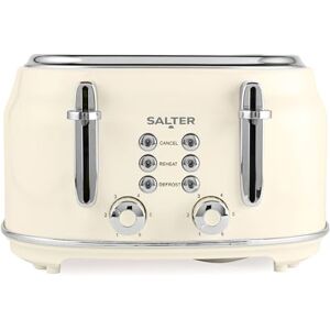SALTER Retro Toaster 4 Scheiben – Breite Schlitze, 6 Bräunungsgrad, Auftauen, Aufwärmen, Abbrechen Funktionen, Herausnehmbare Krümelschublade, Selbstzentrierung, 1630 W, Creme, EK5739CRMVDE SALTER Retro Toaster 4 Scheiben – Breite Schlitze, 6 Bräunungsgrad, Auftauen, Aufwärmen, Abbrechen Funktionen, Herausnehmbare Krümelschublade, Selbstzentrierung, 1630 W, Creme, EK5739CRMVDE
