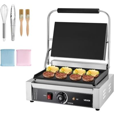 VEVOR kommerzieller Panini-Grill Kontaktgrill 2200 W für Sandwiches Steak Bacon Hamburger, Sandwichmaker Pressgrill aus Edelstahl mit Griff & Temperaturregelung & 34 x 23 cm Heizplatte, Paninipresse VEVOR kommerzieller Panini-Grill Kontaktgrill 2200 W für Sandwiches Steak Bacon Hamburger, Sandwichmaker Pressgrill aus Edelstahl mit Griff & Temperaturregelung & 34 x 23 cm Heizplatte, Paninipresse