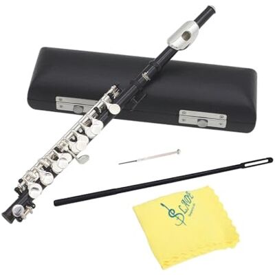 QUILSTM Kompakte Piccoloflöte in C Dur, 16 Löcher, Klang wie ein Holzblasinstrument, geeignet für alle Spielertypen, ansprechende Optik, traditionelles Instrument, Schwarz, 31.5 x 1.3 cm QUILSTM Kompakte Piccoloflöte in C Dur, 16 Löcher, Klang wie ein Holzblasinstrument, geeignet für alle Spielertypen, ansprechende Optik, traditionelles Instrument, Schwarz, 31.5 x 1.3 cm