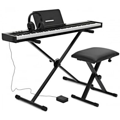 Gear4Music VISIONKEY-100 88-Tasten Piano-Keyboard mit Bluetooth, für Anfänger Digitales Keyboard-Piano in voller Größe für Anfänger, komplett mit Ständer, Bank und Kopfhörer Gear4Music VISIONKEY-100 88-Tasten Piano-Keyboard mit Bluetooth, für Anfänger Digitales Keyboard-Piano in voller Größe für Anfänger, komplett mit Ständer, Bank und Kopfhörer