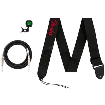 Fender Gitarrenzubehörpaket, mit hochwertigem Kabel, FT-1 Clip-On-Tuner und strapazierfähigem Gitarrengurt, ideal für Anfänger und Profis, kompatibel mit E-Gitarre und Akustikgitarre, in Schwarz Fender Gitarrenzubehörpaket, mit hochwertigem Kabel, FT-1 Clip-On-Tuner und strapazierfähigem Gitarrengurt, ideal für Anfänger und Profis, kompatibel mit E-Gitarre und Akustikgitarre, in Schwarz