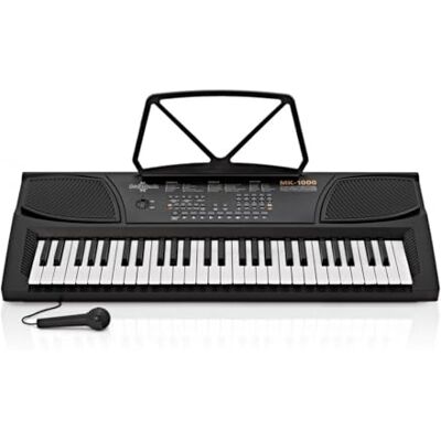 Gear4Music E-Piano-Keyboard für Anfänger mit Mikrofon, 54 Tasten Für Erstspieler, 20 Stimmen und 10 Rhythmen, integrierte Lehrfunktion, Aufnahme und Wiedergabe Gear4Music E-Piano-Keyboard für Anfänger mit Mikrofon, 54 Tasten Für Erstspieler, 20 Stimmen und 10 Rhythmen, integrierte Lehrfunktion, Aufnahme und Wiedergabe