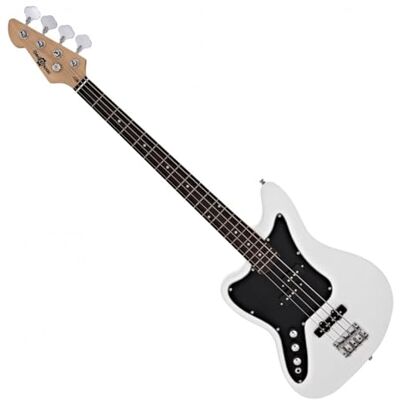 Gear4Music Seattle Linkshänder-Bassgitarre von , Weiß Grunge- und Surf-Töne mit viel Punch und Sustain, PJ-Style-Tonabnehmer, schlanker Offset-Korpus Gear4Music Seattle Linkshänder-Bassgitarre von , Weiß Grunge- und Surf-Töne mit viel Punch und Sustain, PJ-Style-Tonabnehmer, schlanker Offset-Korpus