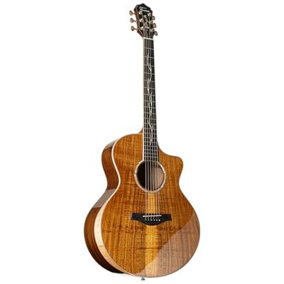 Fame Koa Deluxe Westerngitarre, Akustik-Gitarre mit Tonabnehmer, elektroakustische Gitarre, Grand Auditorium mit Cutaway und Natural Koa Decke Fame Koa Deluxe Westerngitarre, Akustik-Gitarre mit Tonabnehmer, elektroakustische Gitarre, Grand Auditorium mit Cutaway und Natural Koa Decke