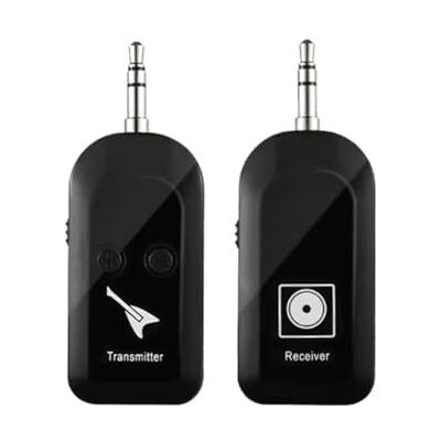 Pesderty Drahtloses Gitarrensystem, Wiederaufladbares 2,4-G-Gitarrensender-Empfänger-Set in Echtzeit mit 6,35-mm-Adapter, MusicAccessories A Pesderty Drahtloses Gitarrensystem, Wiederaufladbares 2,4-G-Gitarrensender-Empfänger-Set in Echtzeit mit 6,35-mm-Adapter, MusicAccessories A