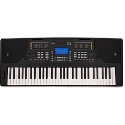 Gear4Music K3 Keyboard mit 61 Tasten von 61 anschlagdynamische Tasten mit 64-facher Polyphonie, über 400 Stimmen und 200 Rhythmen, integrierte Aufnahme Gear4Music K3 Keyboard mit 61 Tasten von 61 anschlagdynamische Tasten mit 64-facher Polyphonie, über 400 Stimmen und 200 Rhythmen, integrierte Aufnahme